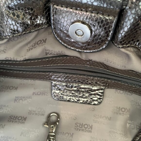 MICHAEL Michael Kors Metallic Satchel | Pewter | Pre-Owned - Picture 10 of 15